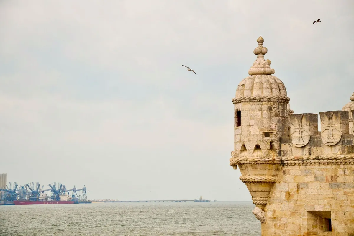 Belém Tower overlooking the waterfront in Lisbon