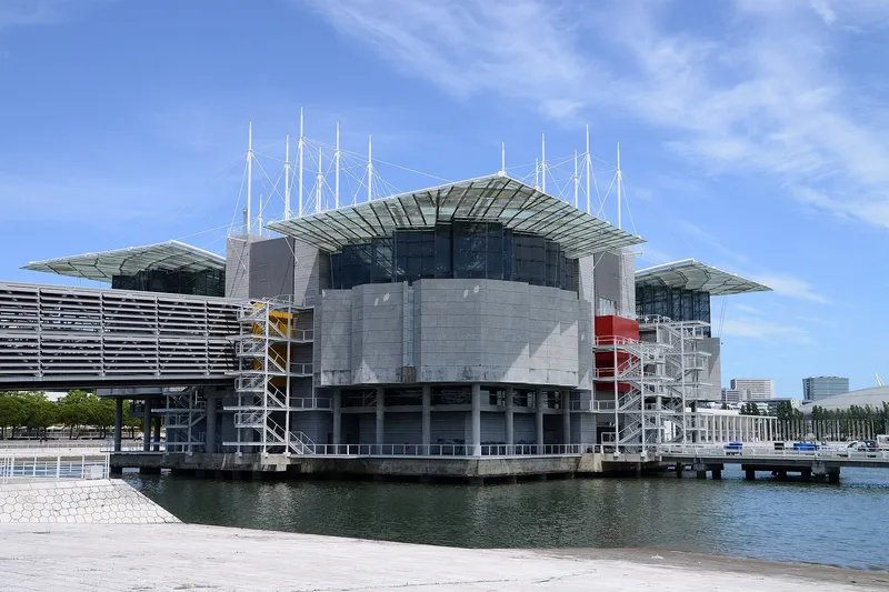 The Oceanário de Lisboa building standing in the water